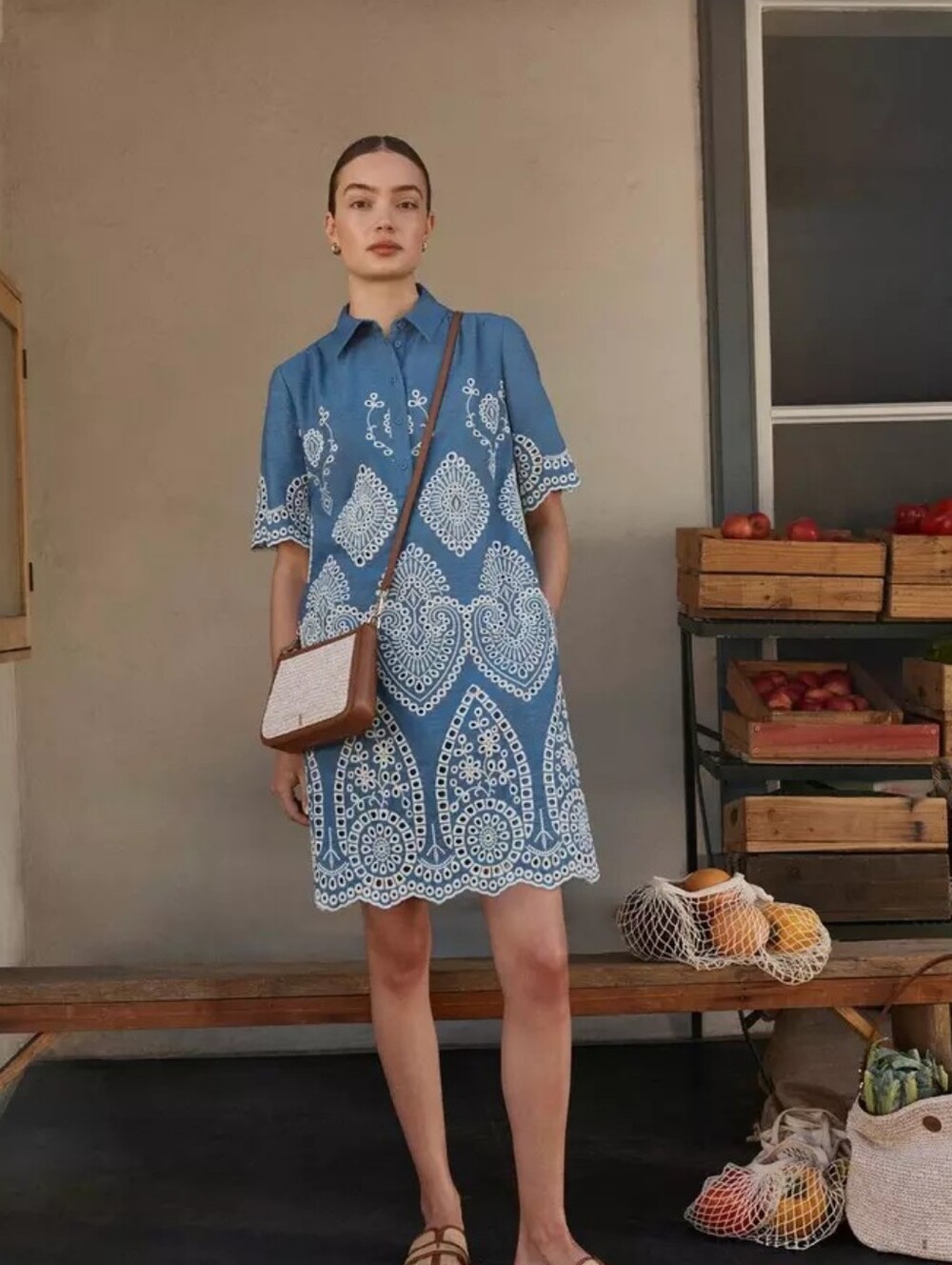 Hobbs Daria Contrast Broderie Dress